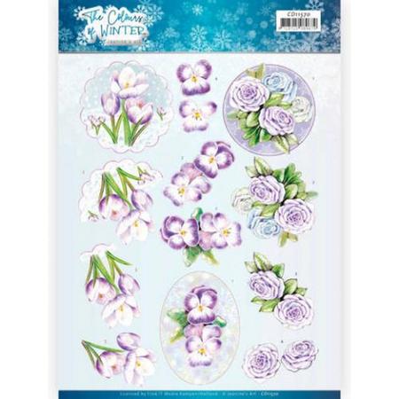 3 D knipvel Jeanines Art- The colours of winter CD11570 - bloemen - 1 knipvel